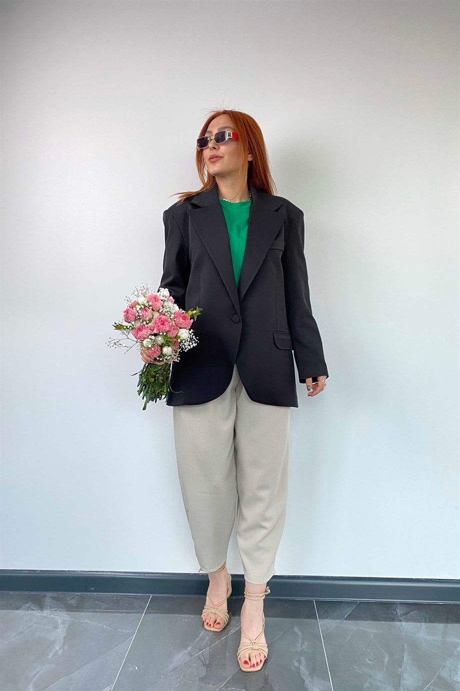 Tek Düğme Detaylı Ola Blazer Ceket Siyah