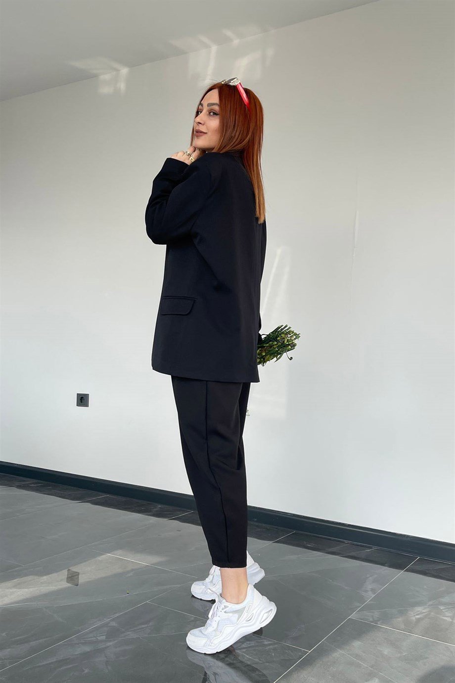 Tek Düğme Detaylı Ola Blazer Ceket Siyah