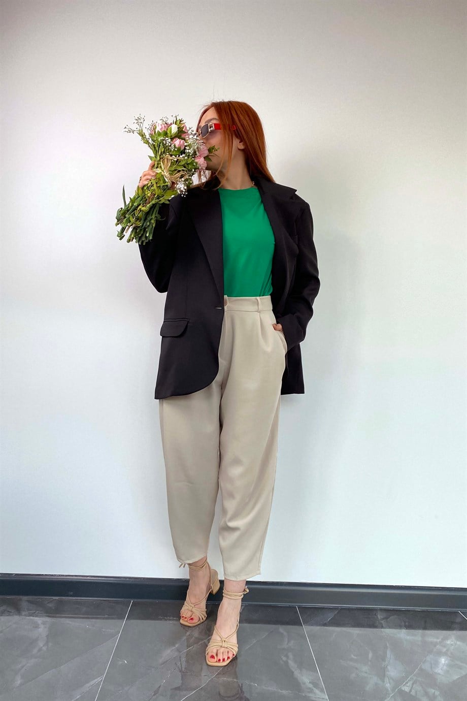 Tek Düğme Detaylı Ola Blazer Ceket Siyah