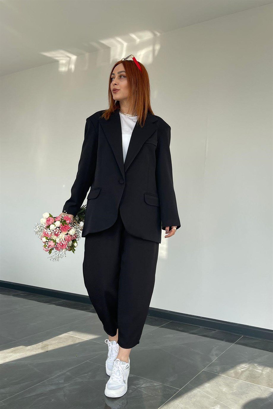 Tek Düğme Detaylı Ola Blazer Ceket Siyah