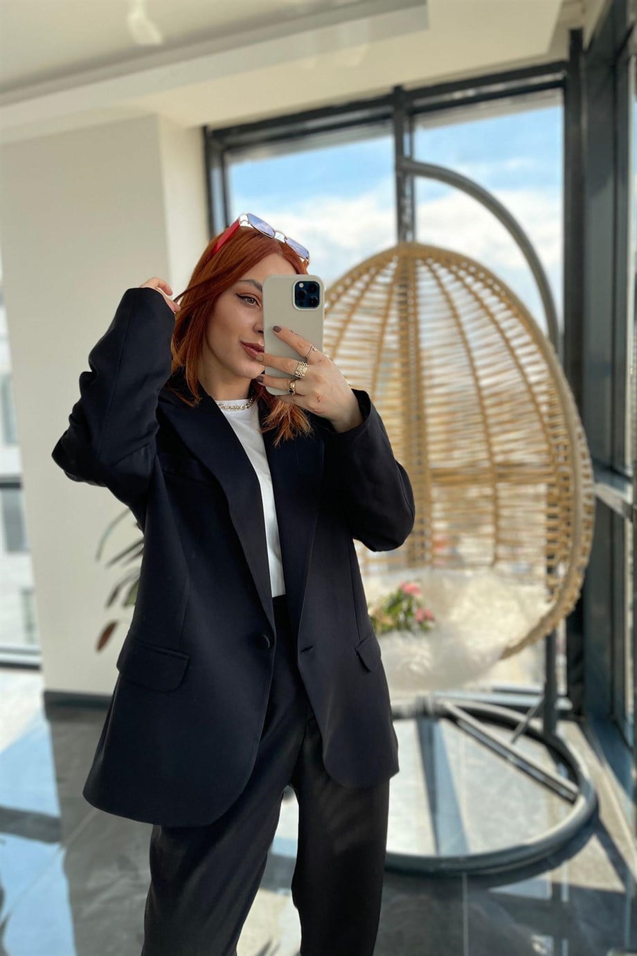 Tek Düğme Detaylı Ola Blazer Ceket Siyah