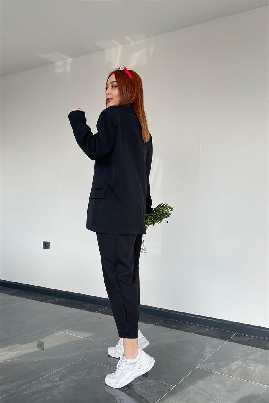 Tek Düğme Detaylı Ola Blazer Ceket Siyah