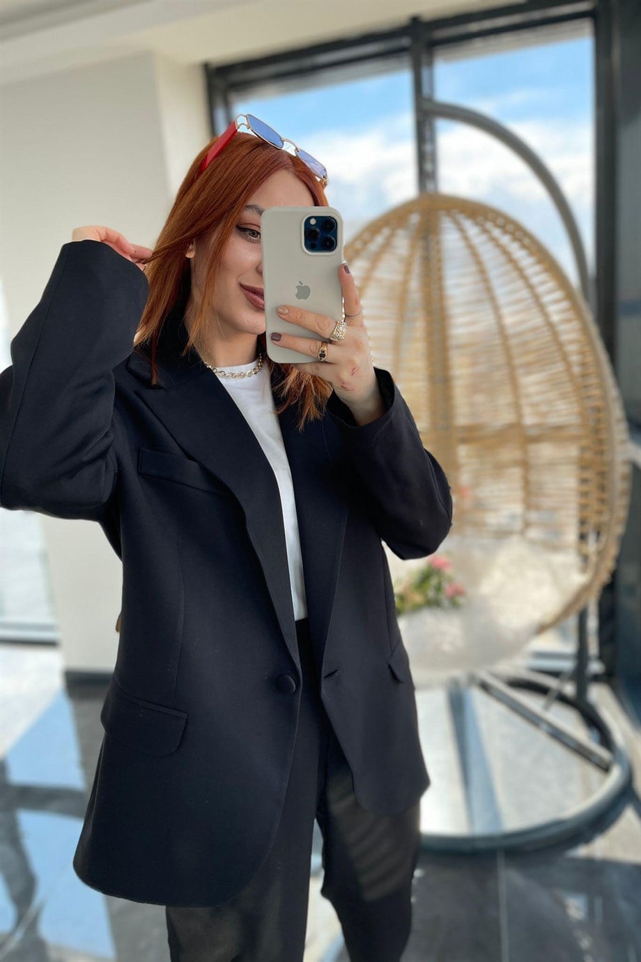 Tek Düğme Detaylı Ola Blazer Ceket Siyah