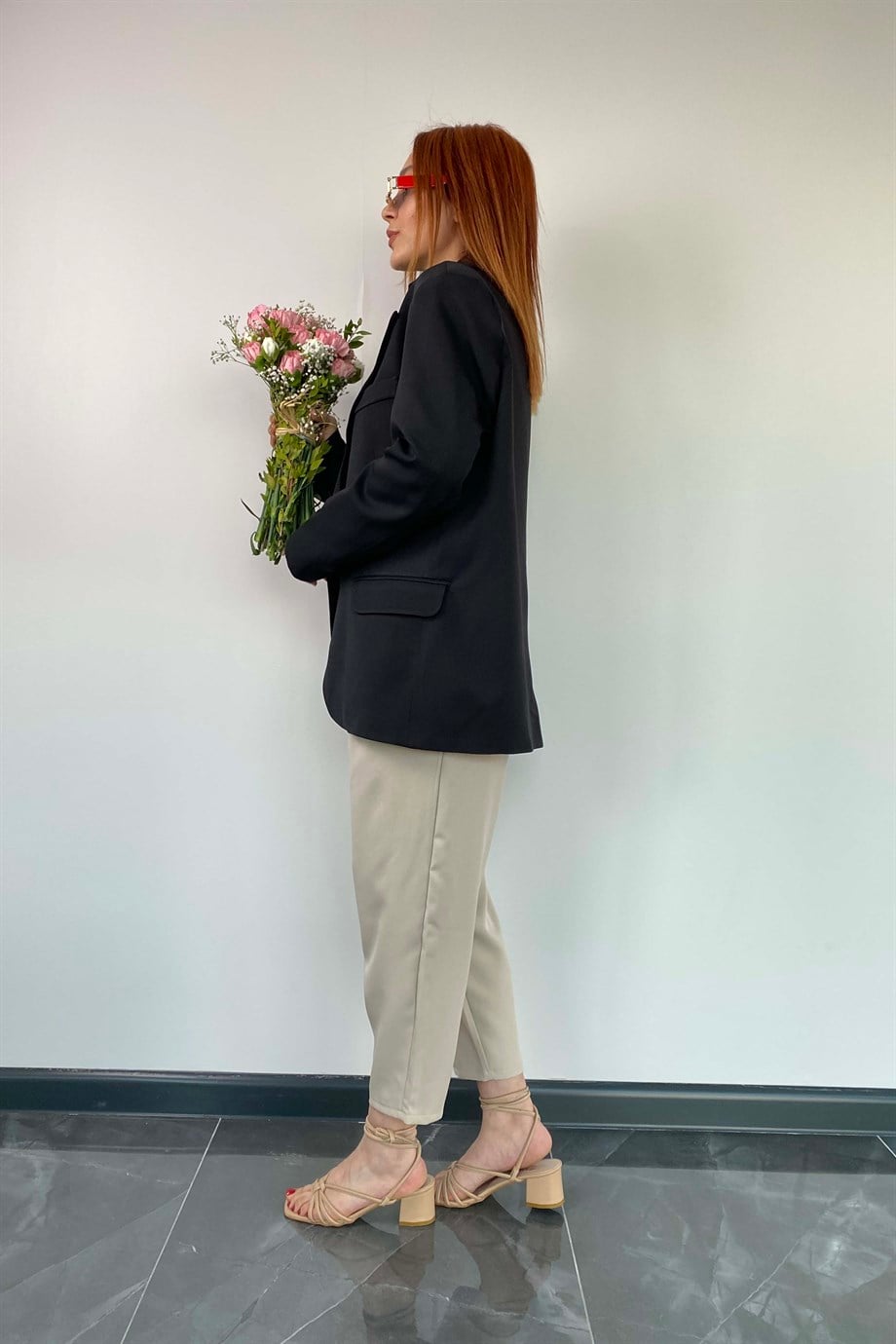 Tek Düğme Detaylı Ola Blazer Ceket Siyah