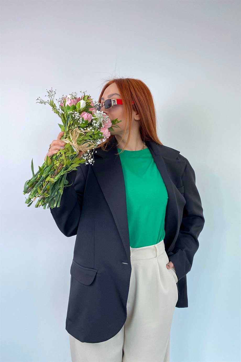 Tek Düğme Detaylı Ola Blazer Ceket Siyah