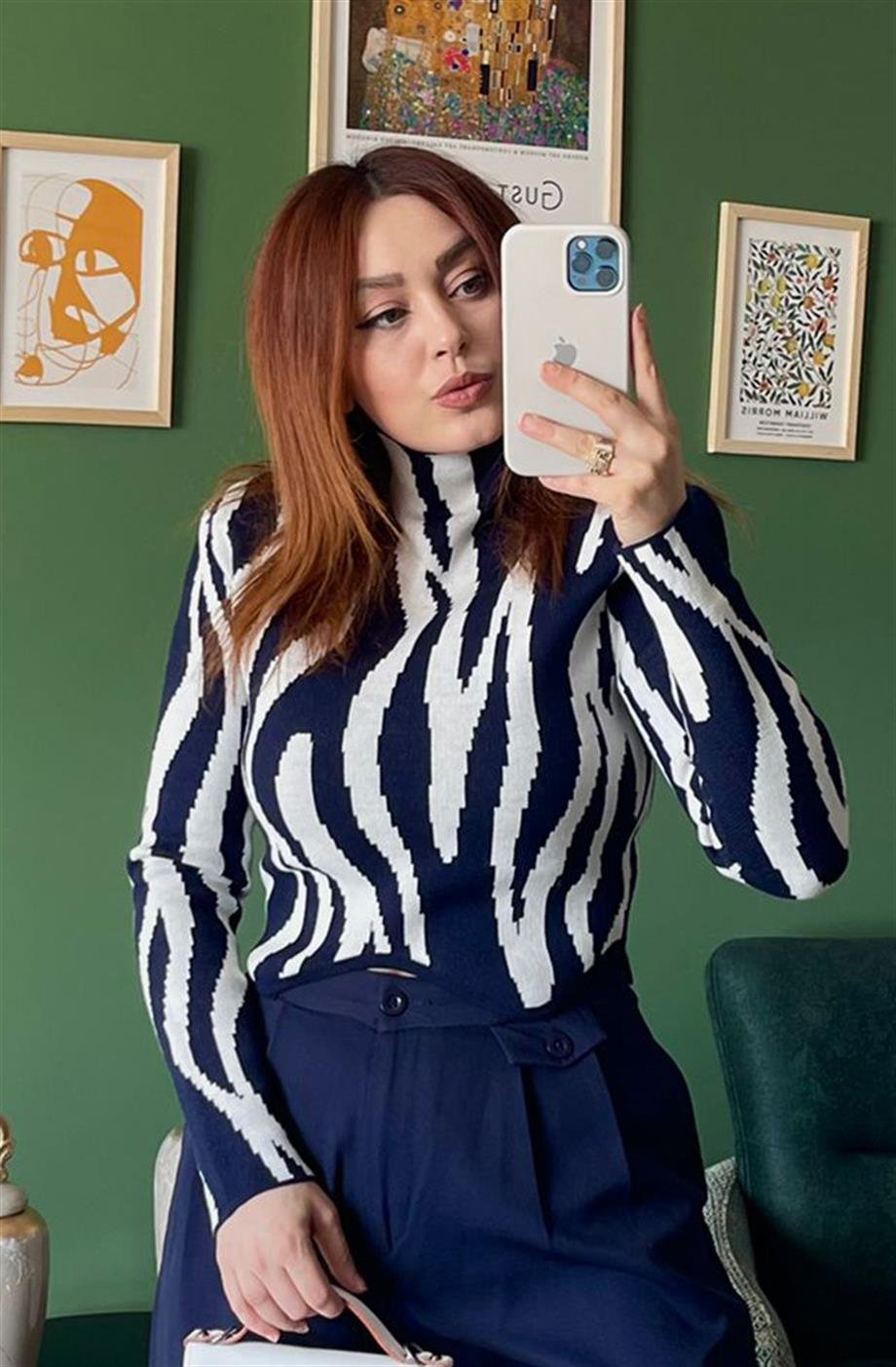 Desenli Lacivert