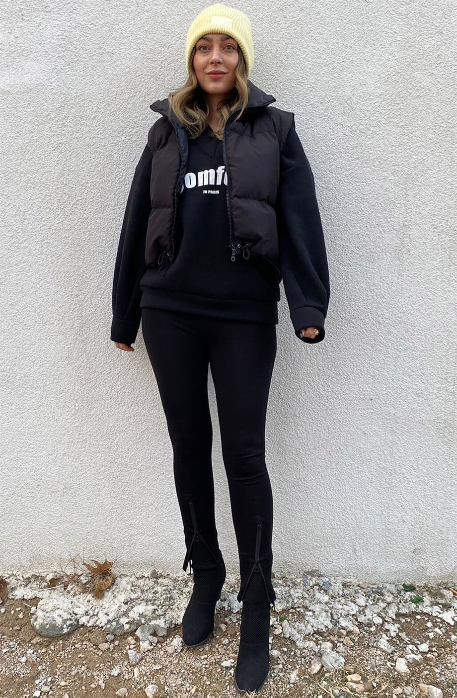 V Yaka Balon Kol Sweatshirt
