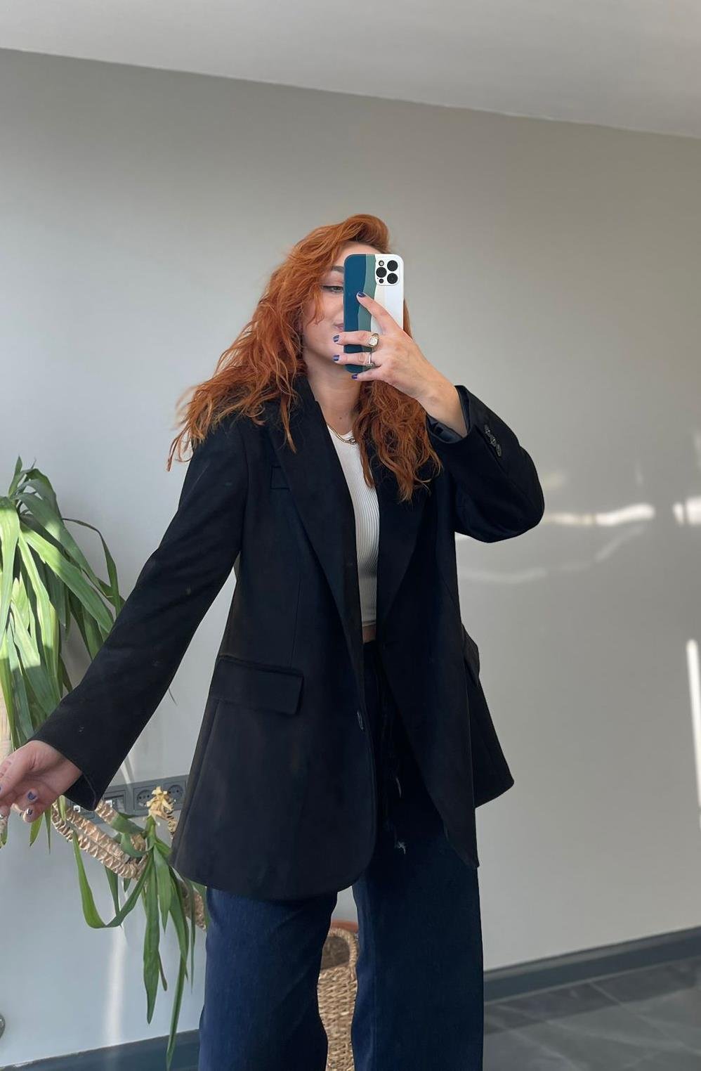 Siyah Süet Blazer Ceket