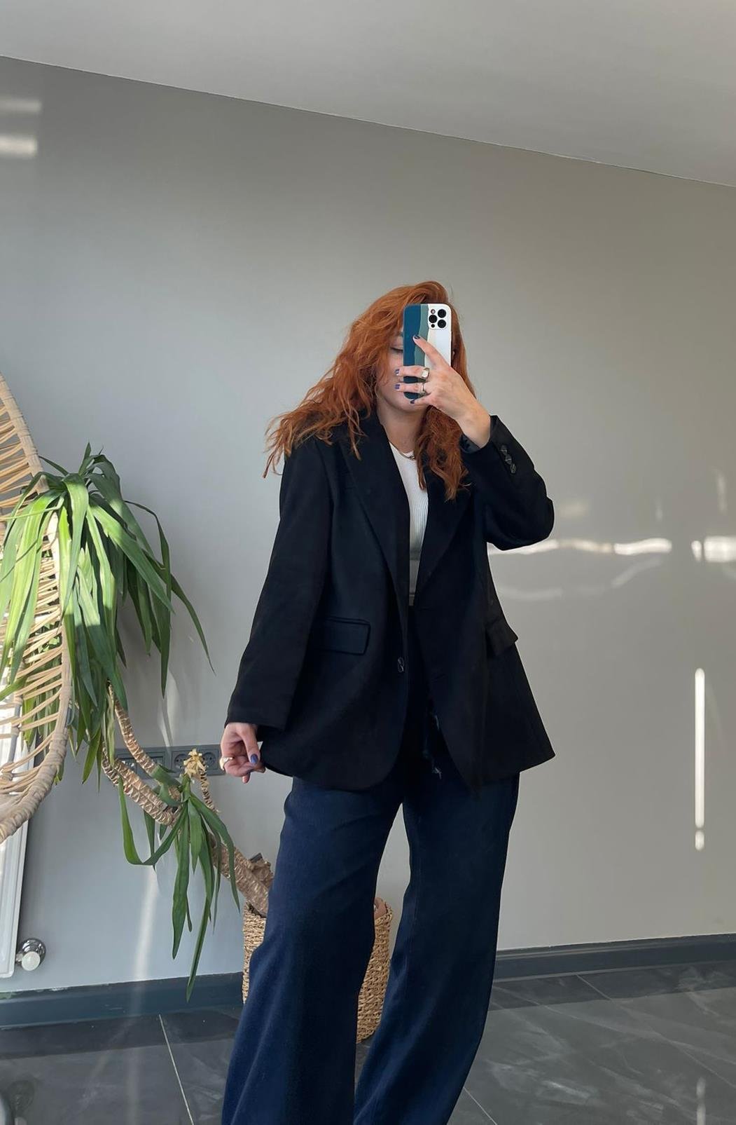 Siyah Süet Blazer Ceket