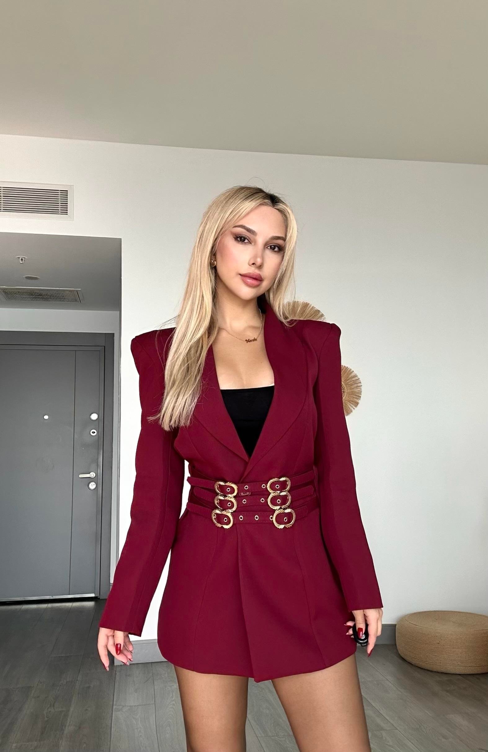Burgundy Blazer Ceket 