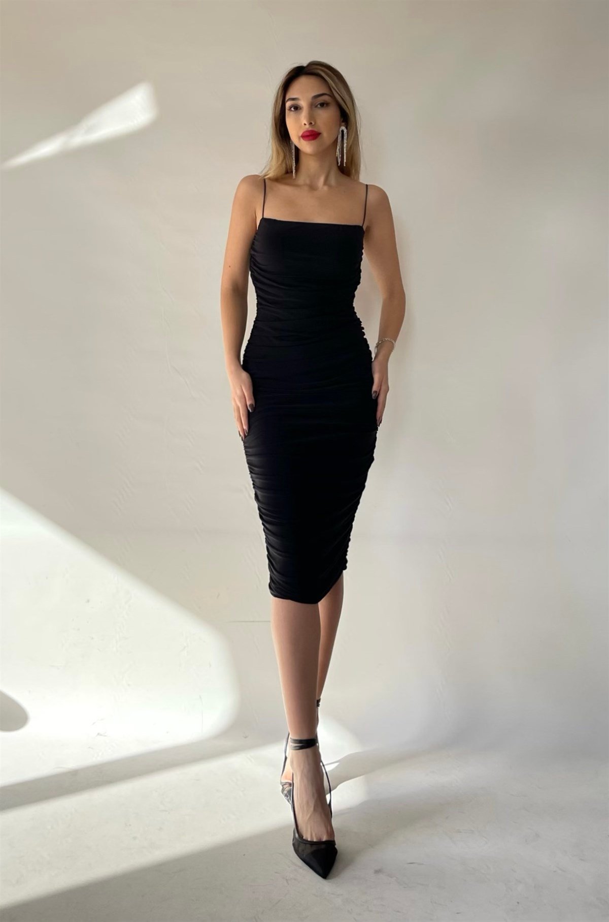 Drapeli Merry Elbise Siyah