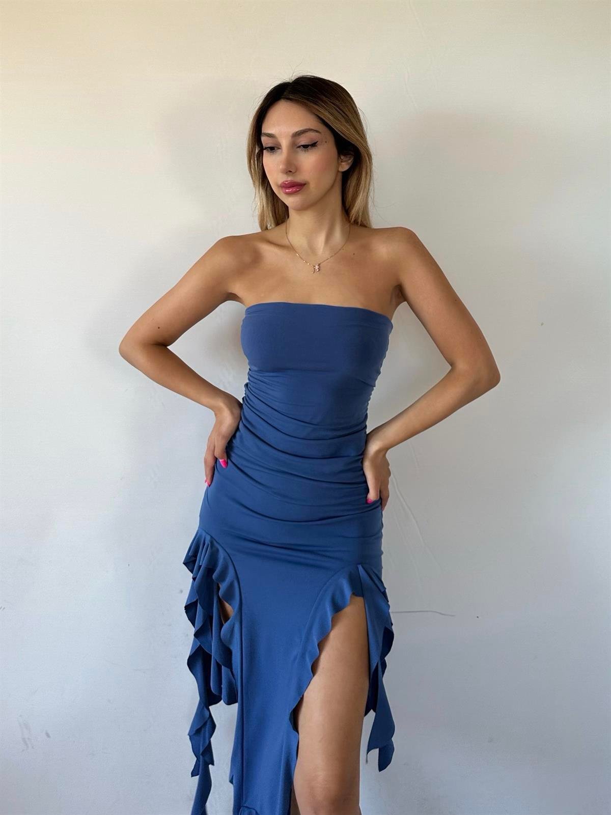 Espanol Tasarım Elbise Mavi