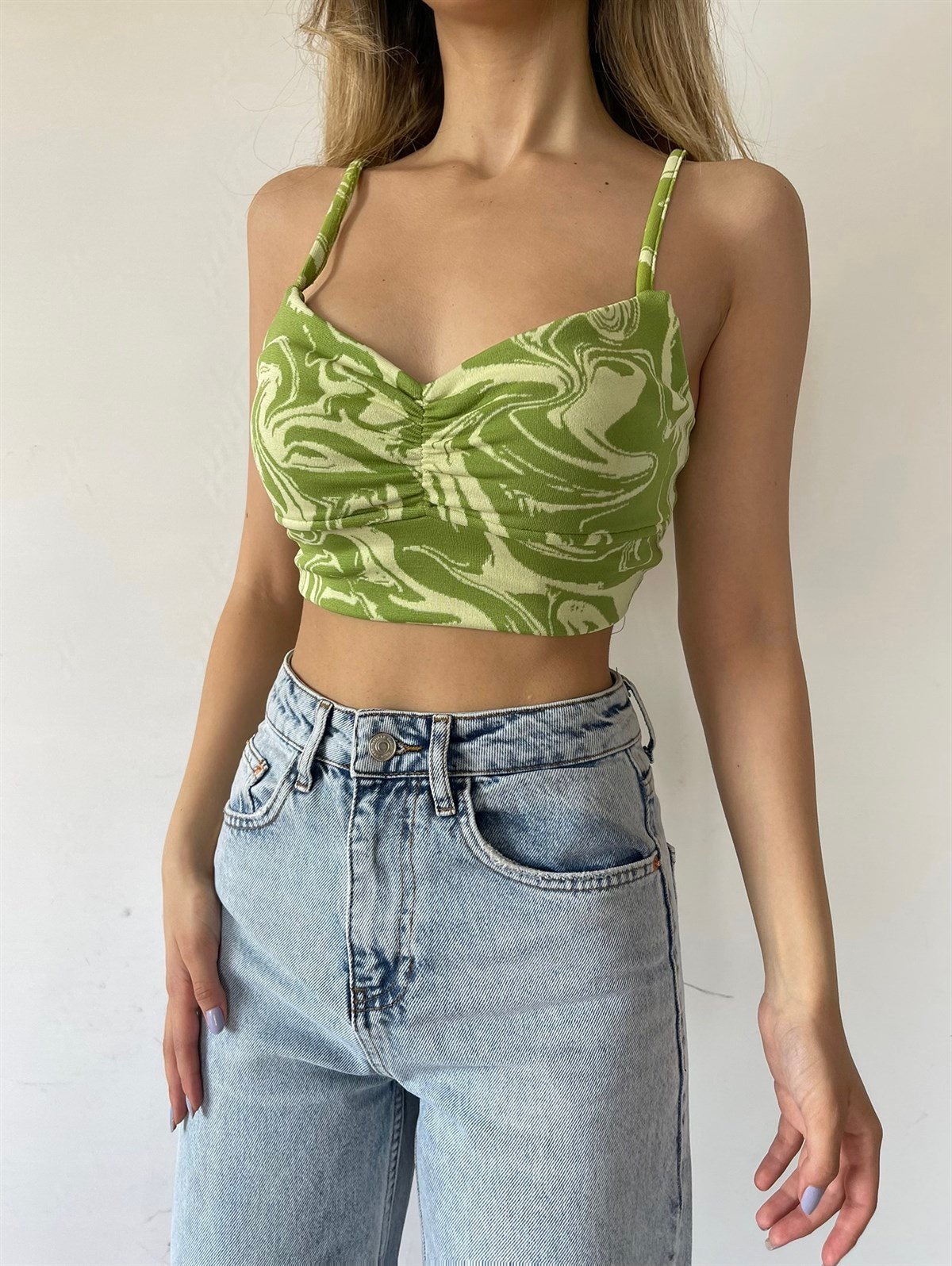 Gres Crop Top Yeşil