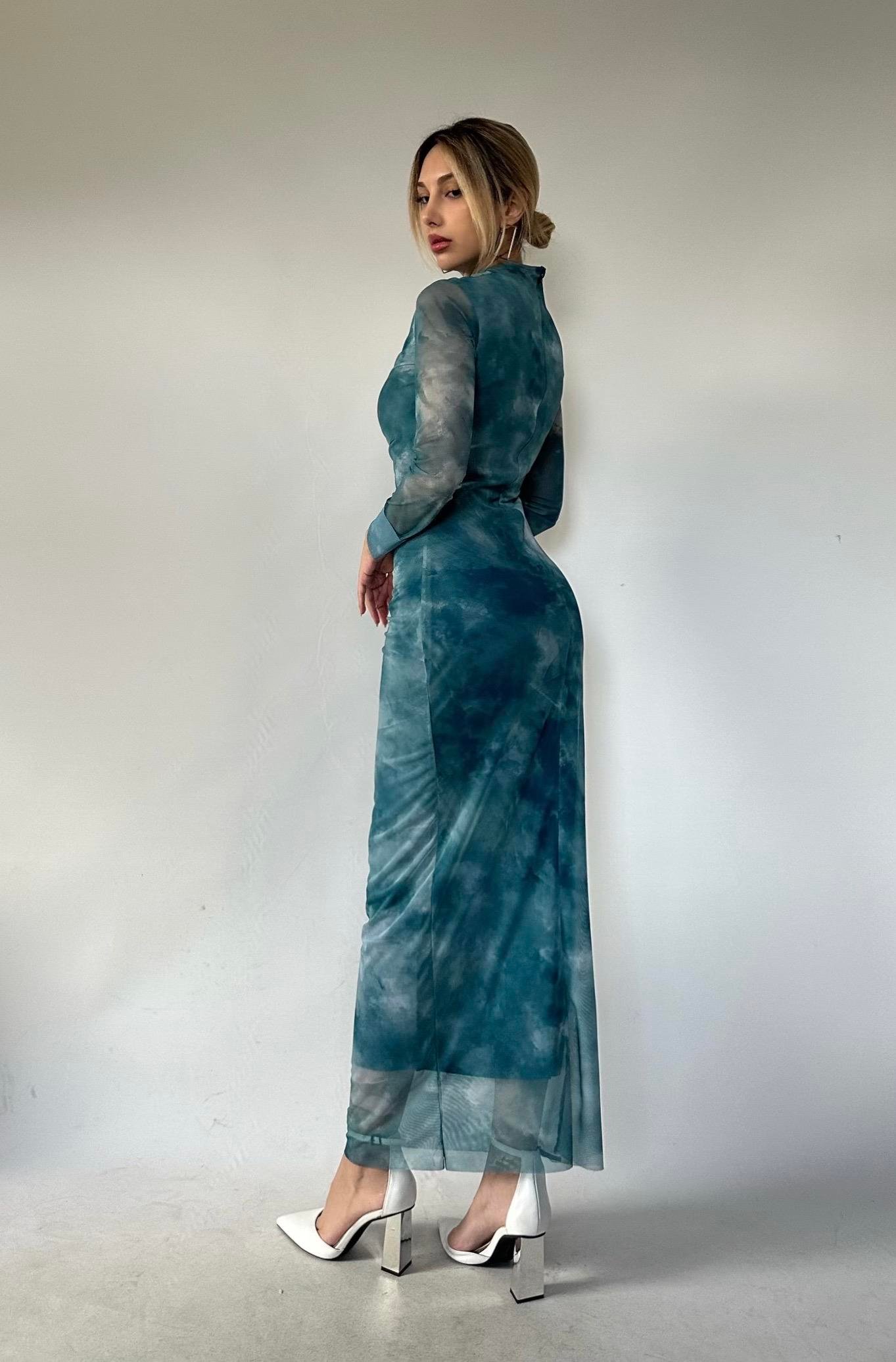 Riva Tül Elbise Mavi