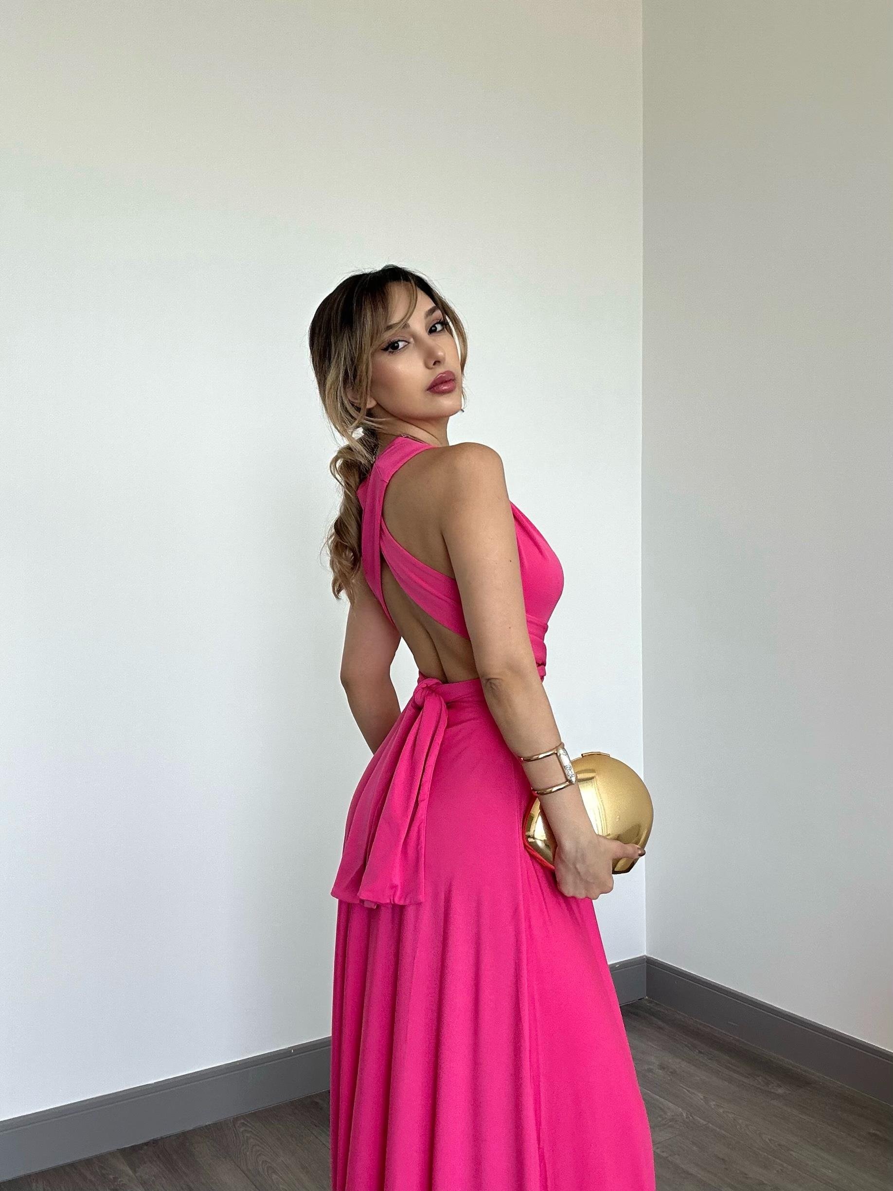 Rosella Elbise Pembe 