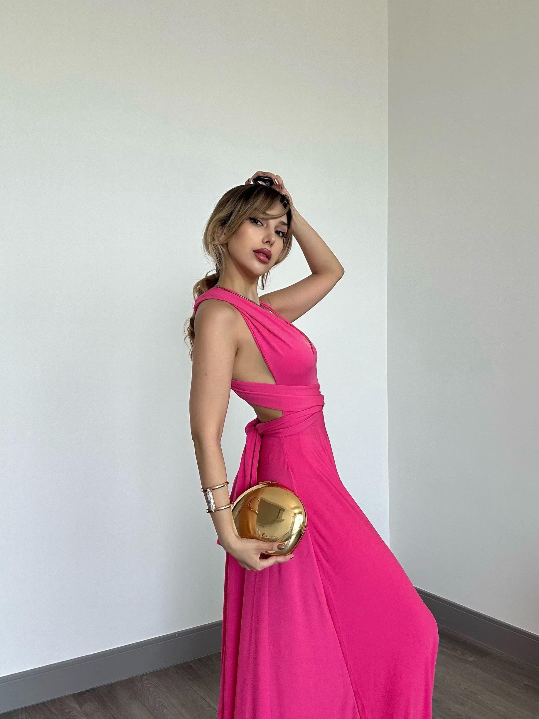 Rosella Elbise Pembe 