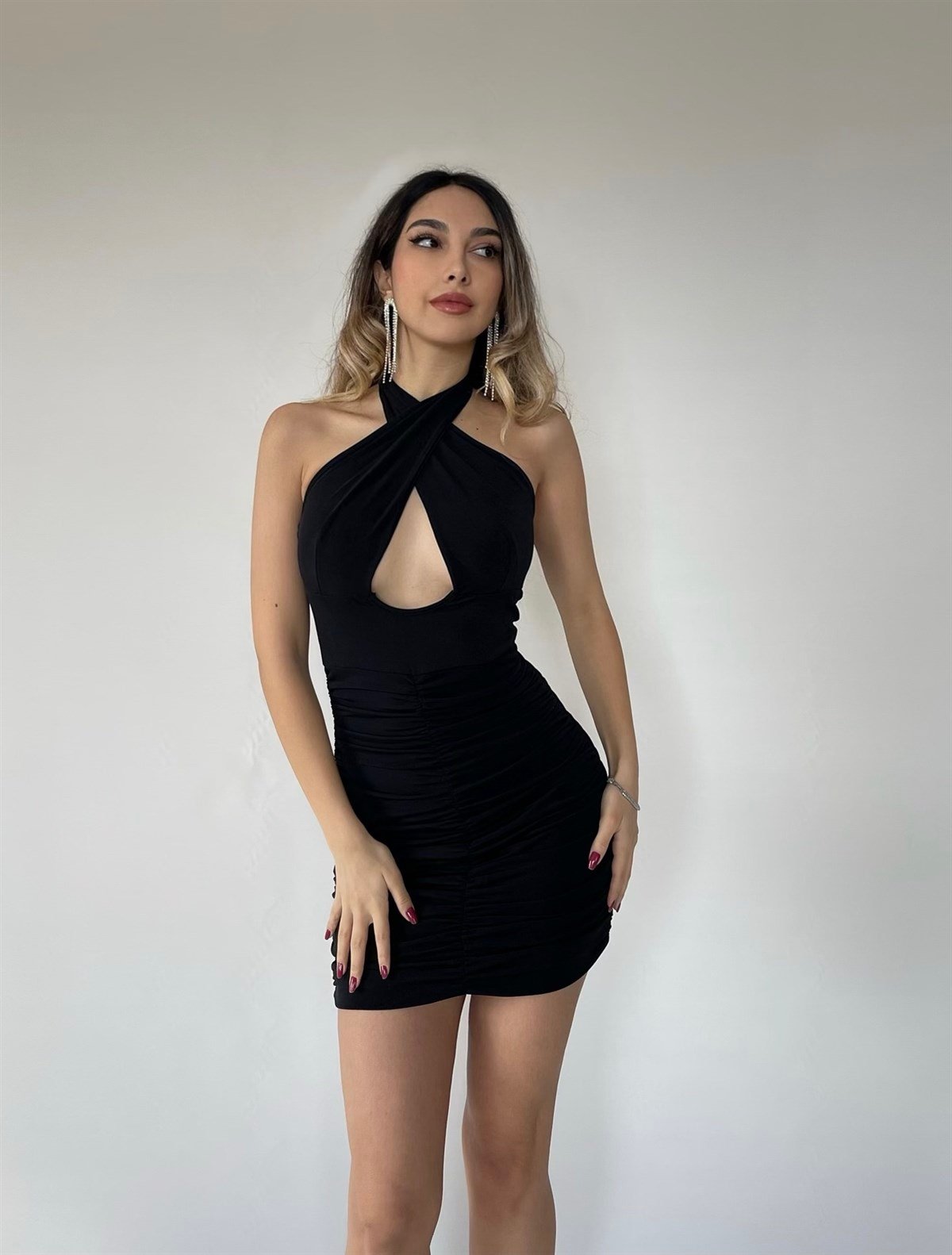 Sandy Mini Elbise- Siyah