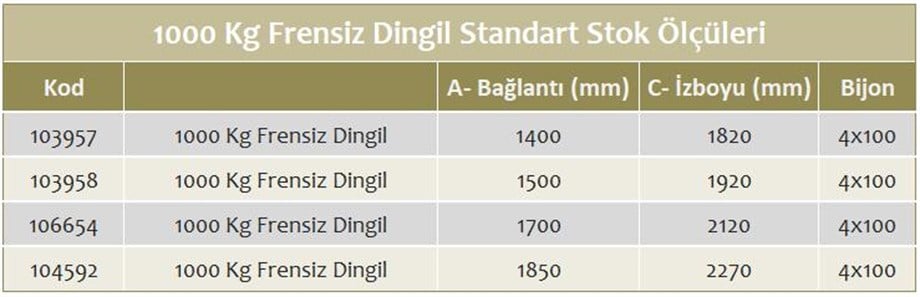 1000 Kg Frensiz Torsiyon Dingil - Schlegl