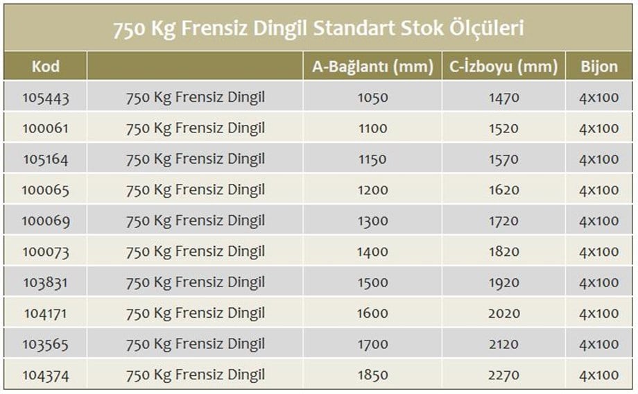 750 Kg Frensiz Torsiyon Dingil - Schlegl