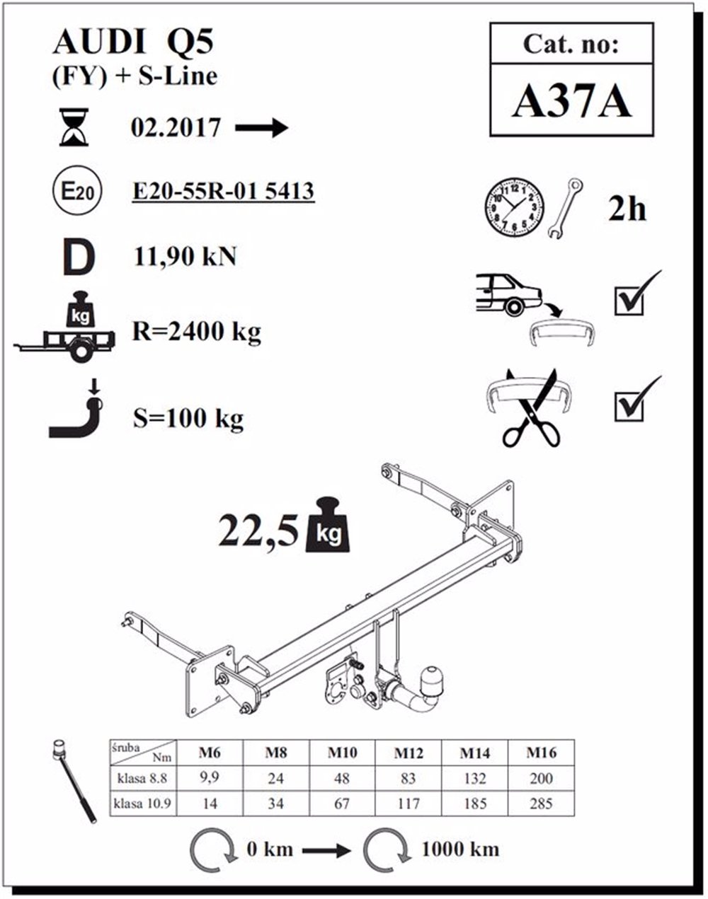 Audi Q5 Çeki Demiri , Yatay Sökülebilir , 2017 - Bugüne