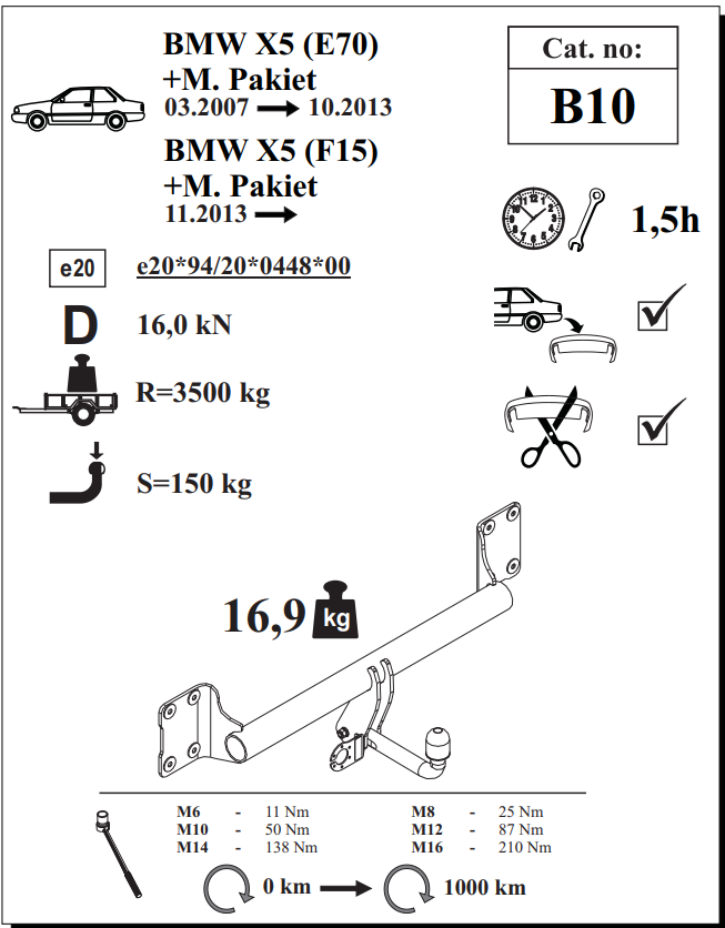 BMW X5 ( E70 / F15 )  Çeki Demiri , Kuğu Boynu - Sabit , 2007 - Bugüne