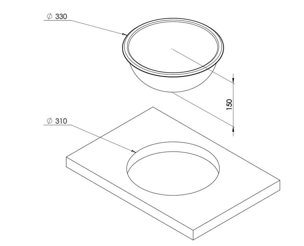 Can Oval Evye - 330x330x150 mm - 5 Lt