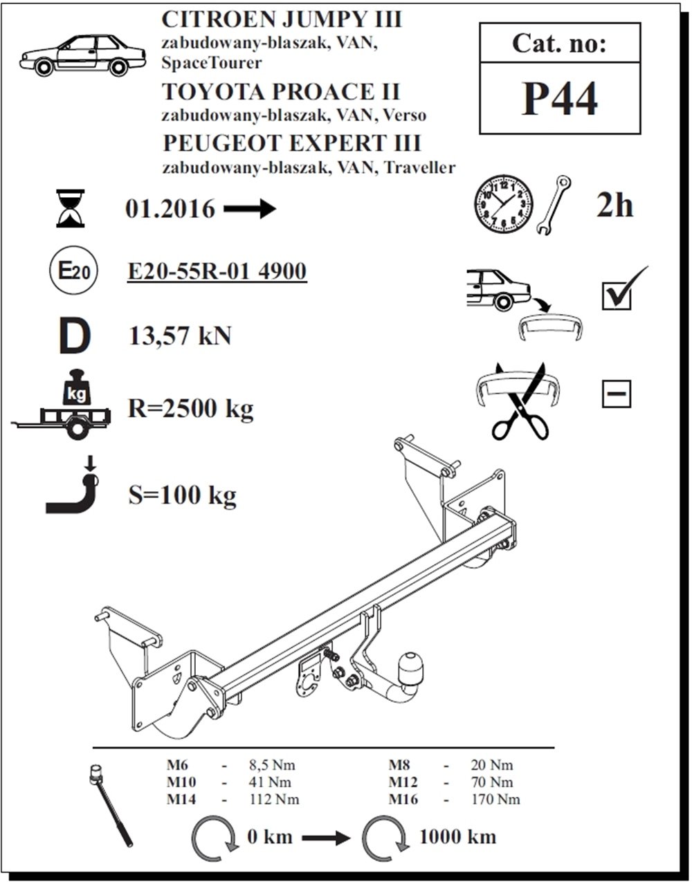 Citroen Jumpy Çeki Demiri , Kuğu Boynu - Sabit , 2016 - Bugüne
