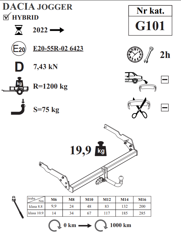 Dacia Jogger Çeki Demiri , Kuğu Boynu - Sabit , 2022 - Bugüne