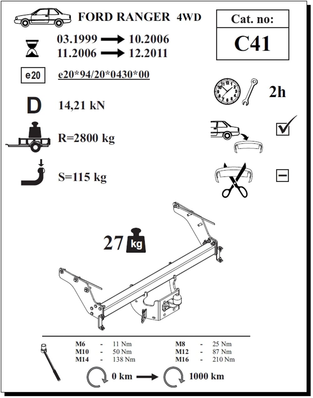 Ford Ranger Çeki Demiri , Flanşlı , 1999 - 2011