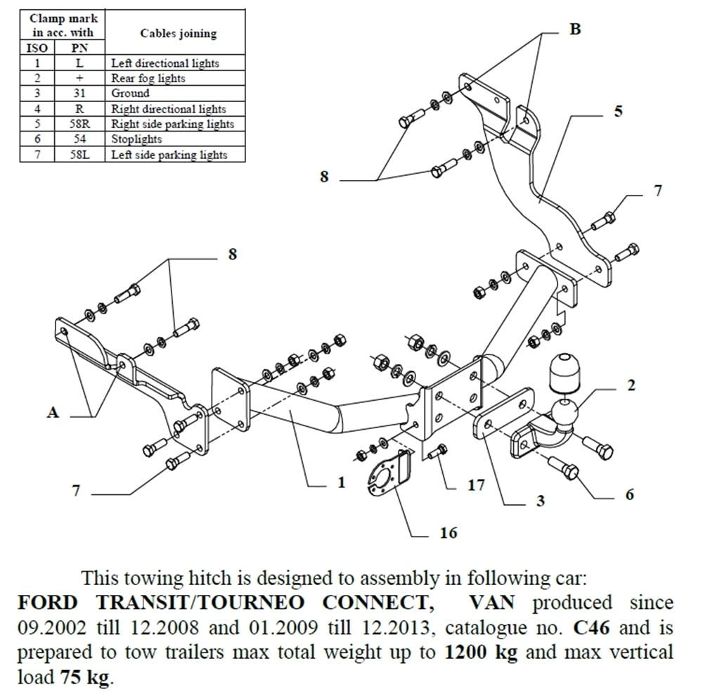 Ford Transit Connect Çeki Demiri , Flanşlı , 2002 - 2013