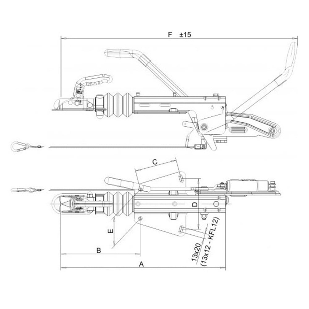 Frenli Çeki Oku - V Model - 3000 Kg - Knott - KF30E
