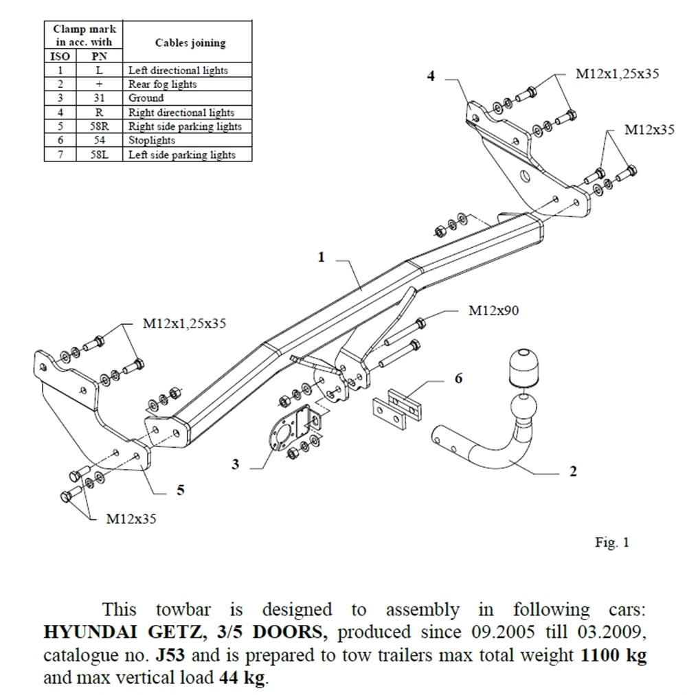 Hyundai Getz Çeki Demiri , Kuğu Boynu - Sabit , 2005 - 2009