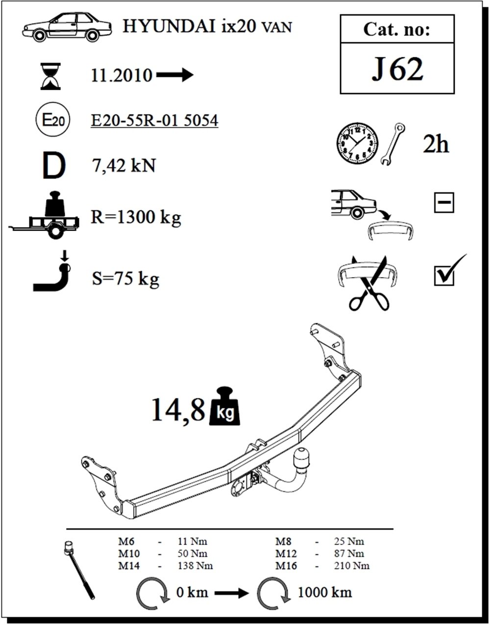 Hyundai ix20 Çeki Demiri , Kuğu Boynu - Sabit , 2010 - Bugüne
