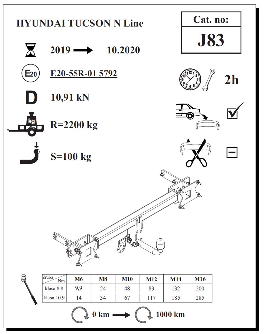 Hyundai Tucson N Line Çeki Demiri , Kuğu Boynu - Sabit , 2019 - 2020