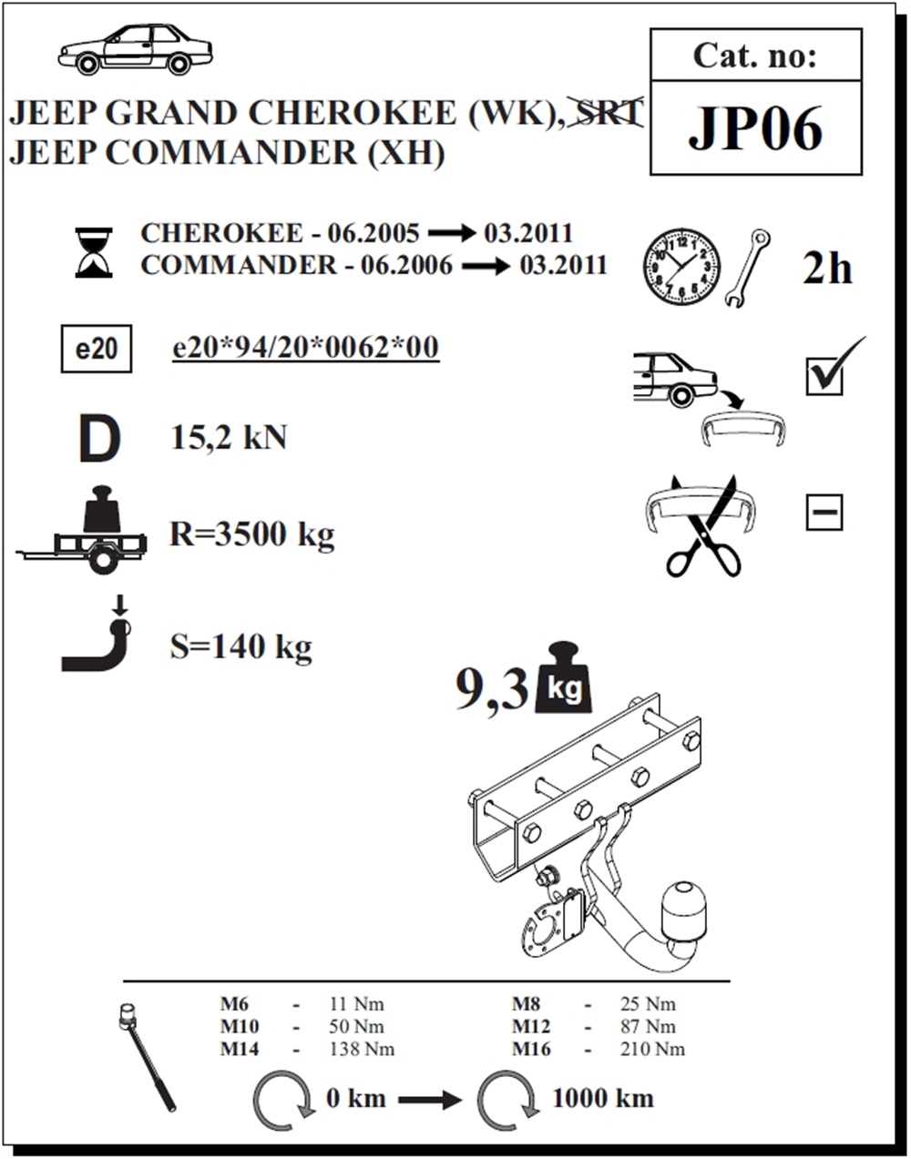 Jeep Commander Çeki Demiri , Kuğu Boynu - Sabit , 2006 - 2011