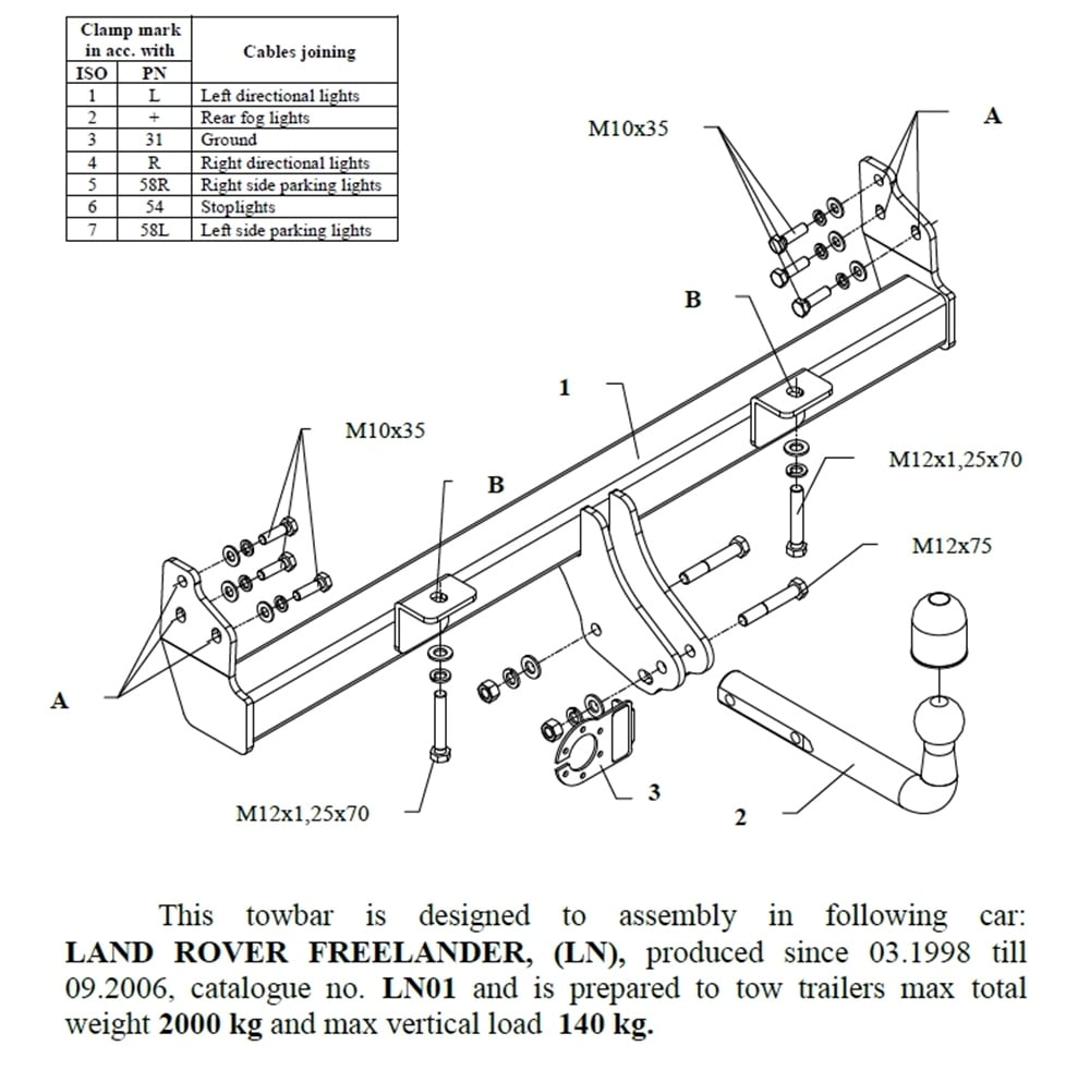 Land Rover Freelander Çeki Demiri , Kuğu Boynu - Sabit , 1998 - 2006