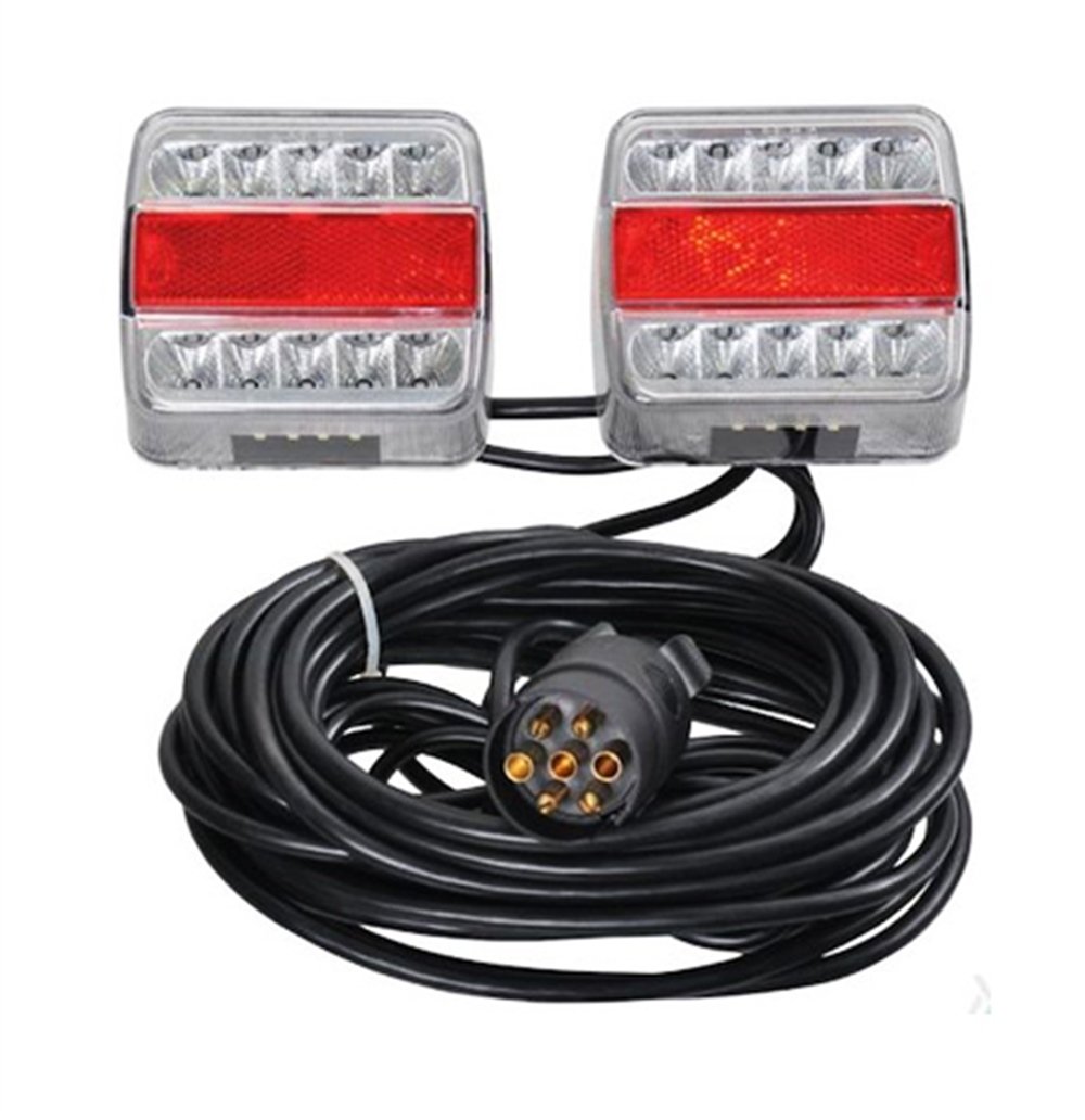 LED Stop Lamba Seti , Mıknatıslı , 7.5 metre kablolu , 7 pin fişli , Beyaz