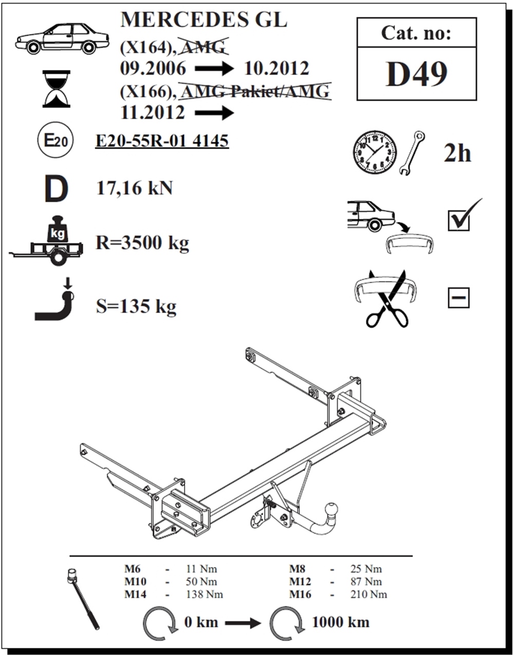 Mercedes GL Çeki Demiri , Kuğu Boynu - Sabit , 2006 - Bugüne