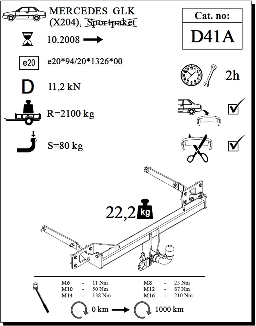 Mercedes GLK Çeki Demiri , Yatay Sökülebilir , 2008 - Bugüne