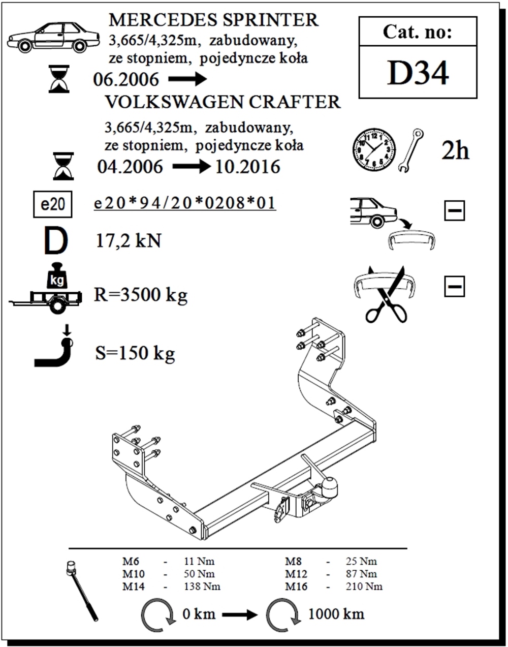 Mercedes Sprinter Panelvan (Tek Teker) Çeki Demiri , Flanşlı , 2006 - Bugüne