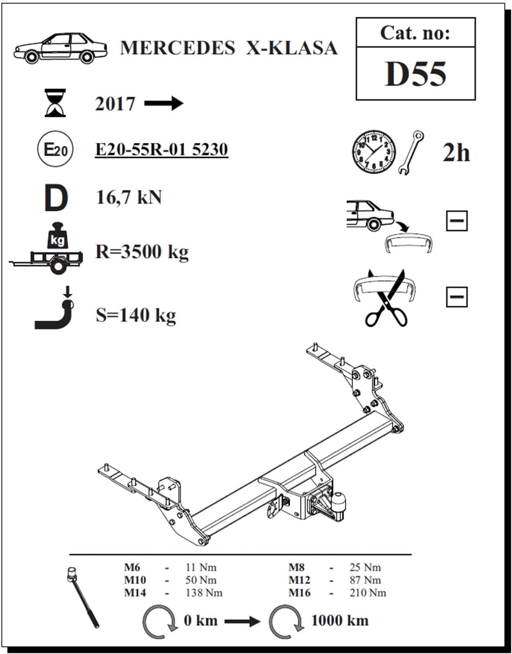 Mercedes X-Class Çeki Demiri , Flanşlı , 2017 - Bugüne
