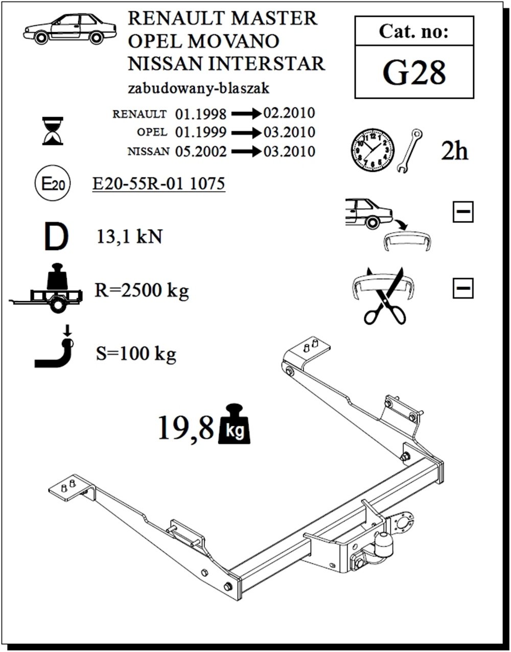 Nissan Interstar Panelvan Çeki Demiri , Flanşlı , 2002 -2010