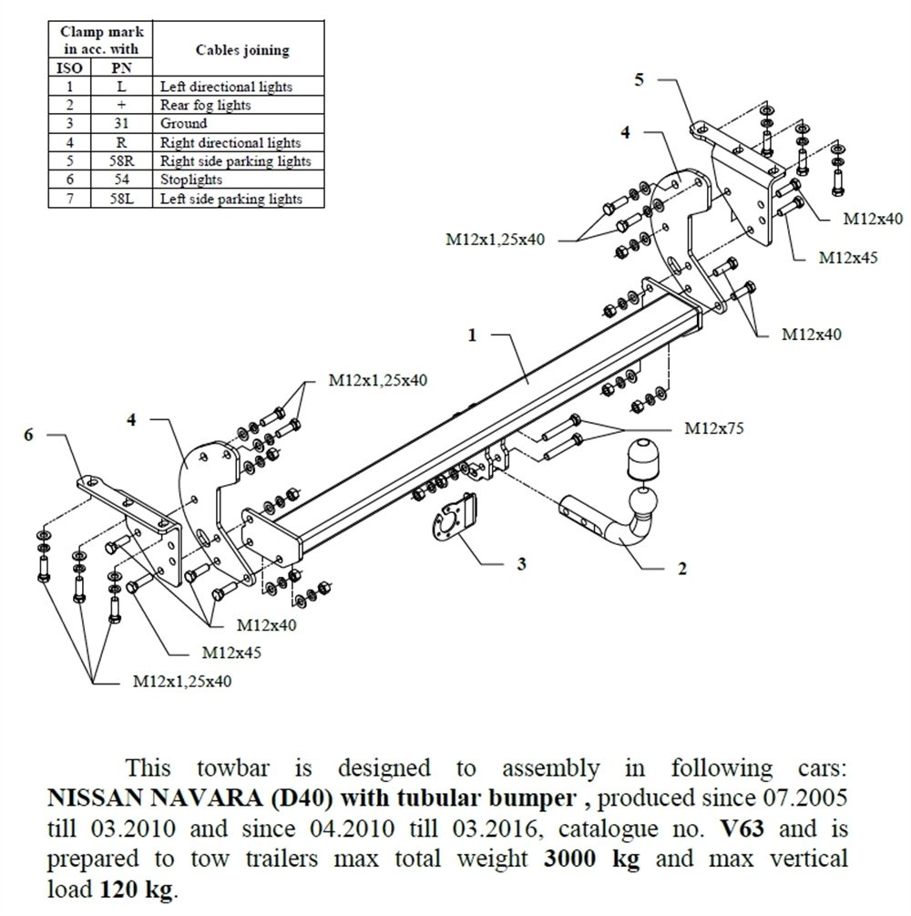Nissan Navara (Yuvarlak Tampon) Çeki Demiri , Kuğu Boynu - Sabit , 2005 - 2016