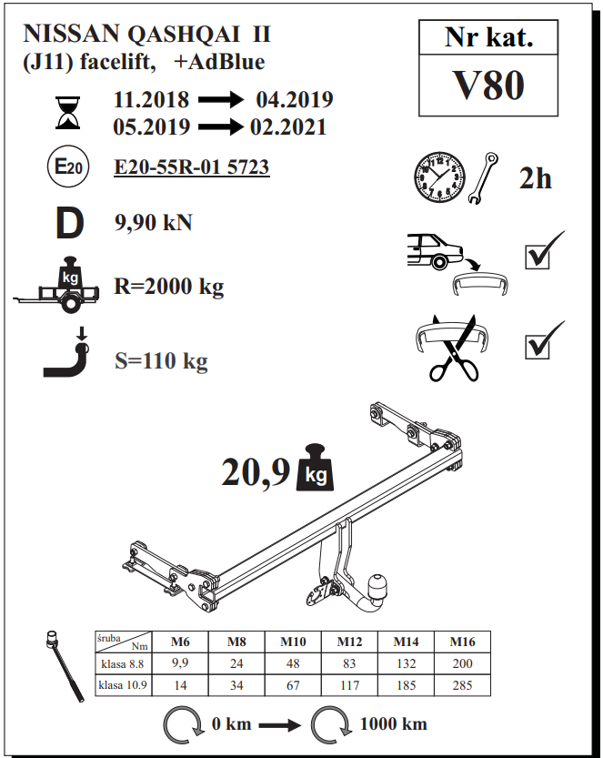 Nissan Qashqai Çeki Demiri , Kuğu Boynu - Sabit , 2018 - 2021
