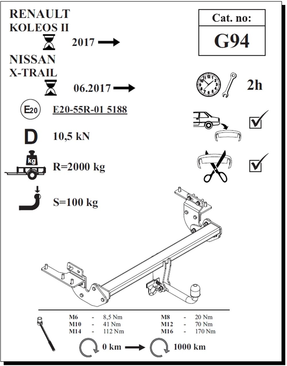 Nissan X-Trail Çeki Demiri , Kuğu Boynu - Sabit , 2017 - Bugüne