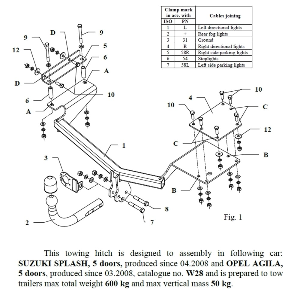Opel Agila Çeki Demiri , Kuğu Boynu - Sabit , 2008 - Bugüne