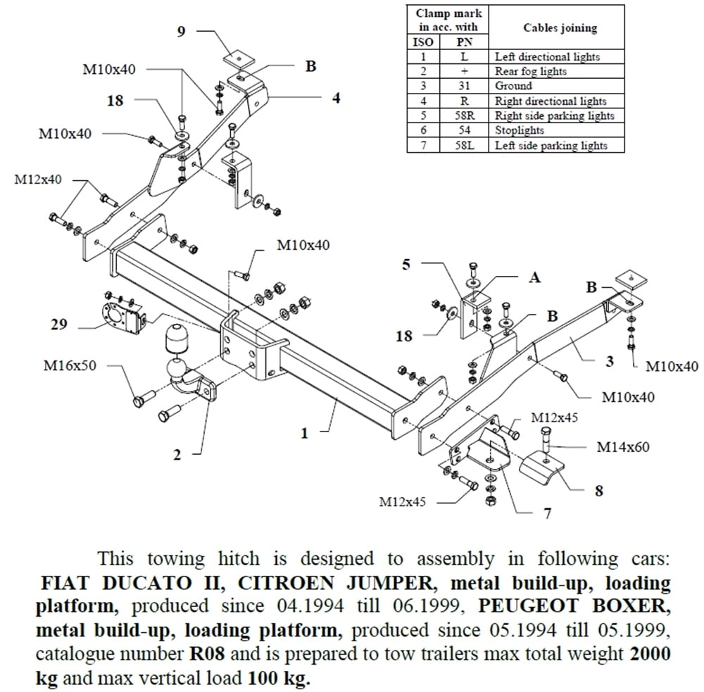 Peugeot Boxer Çeki Demiri , Flanşlı , 1994 - 1999