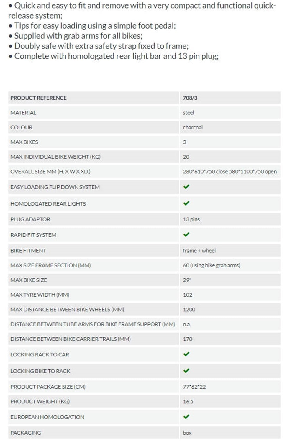Pure Instict 3 Bisiklet Taşıyıcı - Çeki Topuzuna Montaj - Arka Aydınlatmalı