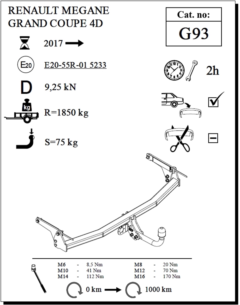 Renault Megane Çeki Demiri , Kuğu Boynu - Sabit , 2017 - Bugüne