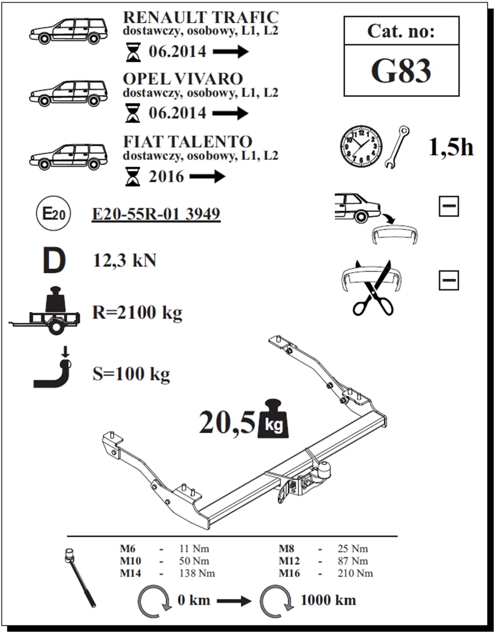 Renault Trafic Çeki Demiri , Flanşlı , 2014 - Bugüne